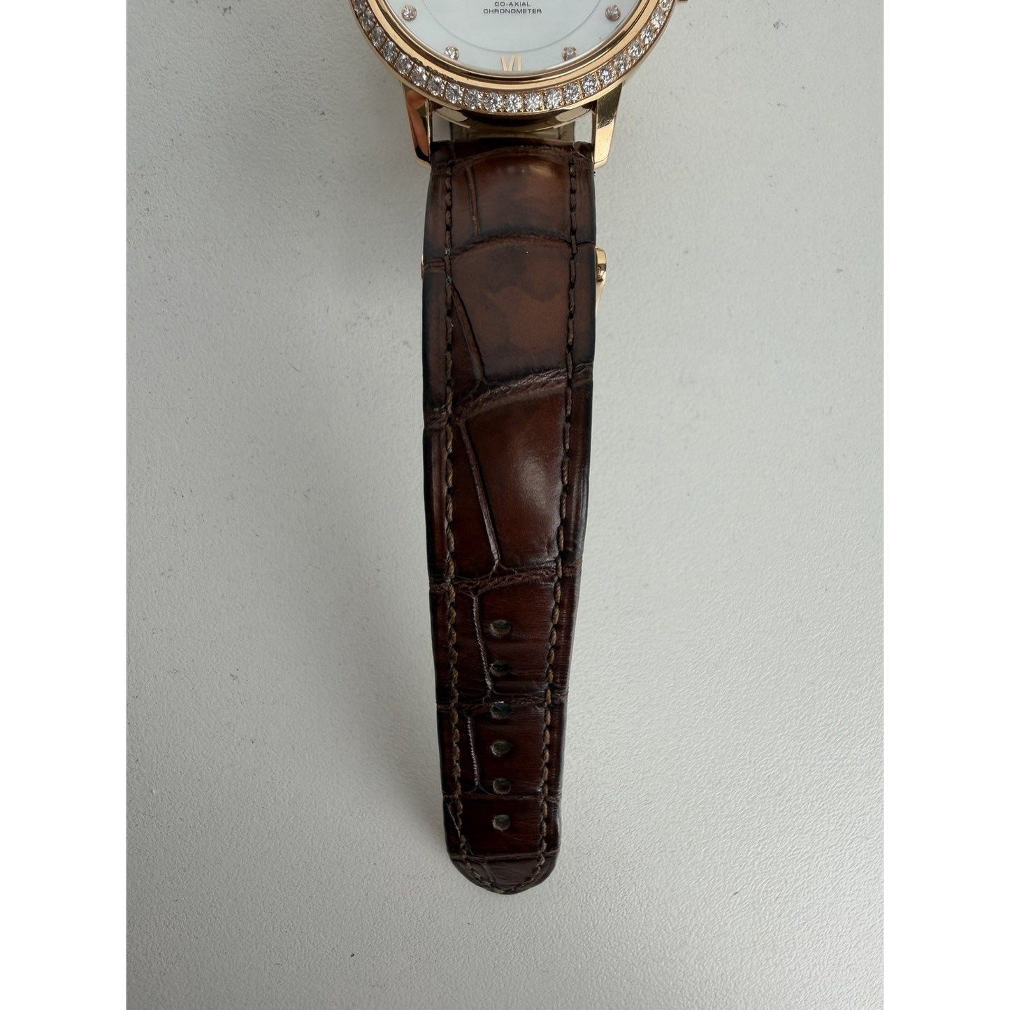 OMEGA De Ville Prestige Co-Axial Watch Diamond Bezel MOP Dial 18k 33mm