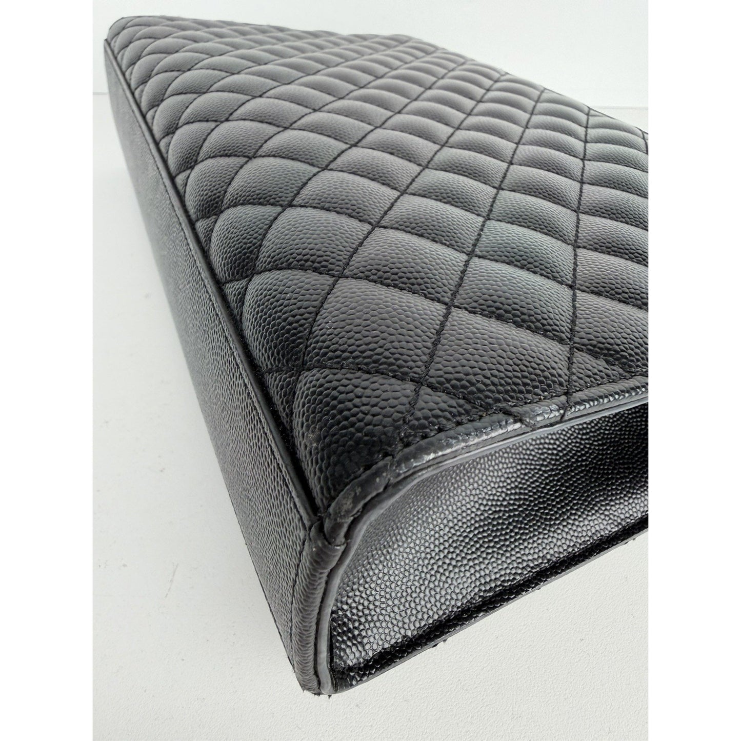 Saint Laurent Envelope Bag Large in Black Grain de Poudre Quilted Leather B1