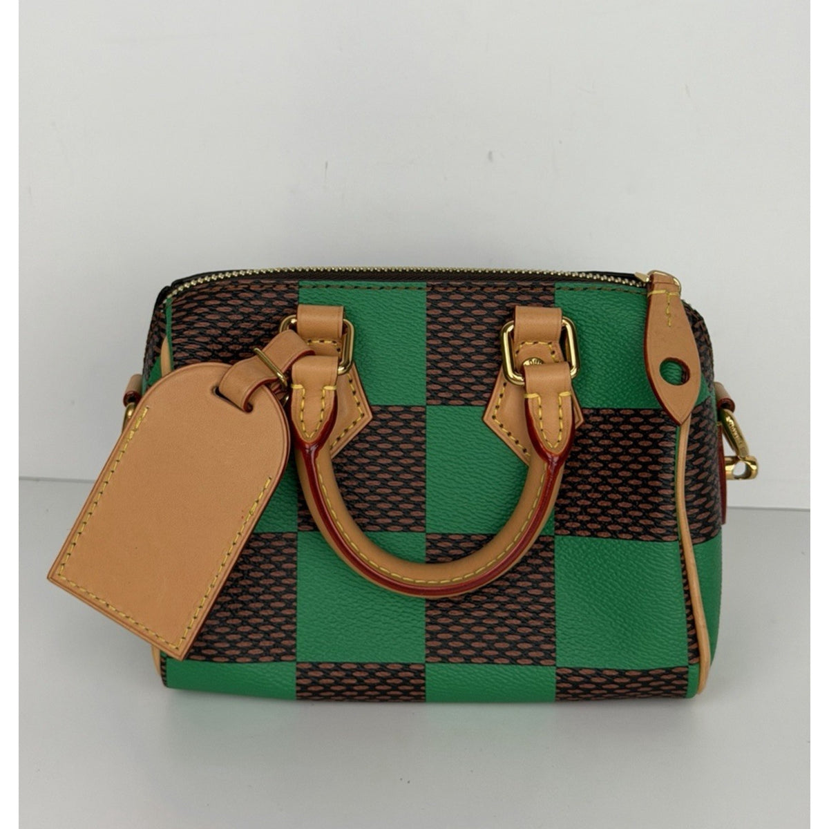 LAYAWAY: Louis Vuitton Nano Speedy Bandouliere in Damier Pop Green Canvas Microchipped B1 (Copy)