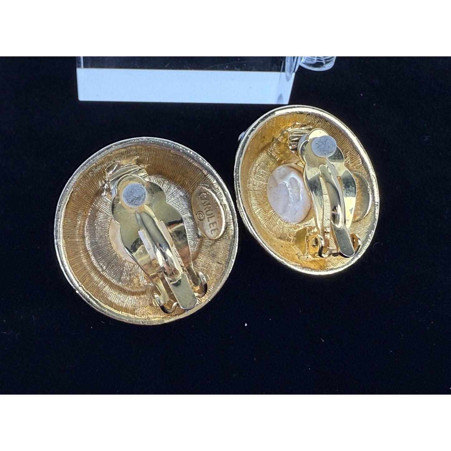 Chanel Vintage Faux Pearl Earrings Clip-On Gold