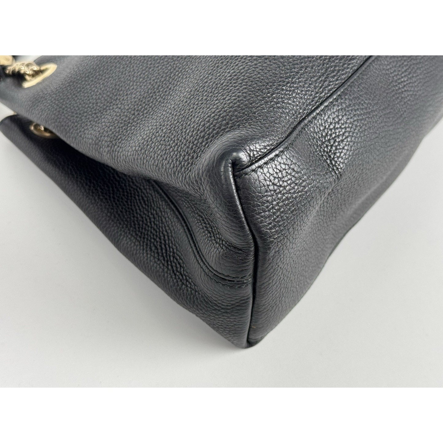 Gucci Soho Black Pebbled Leather Chain Tote Bag C-7
