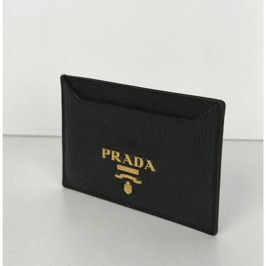 Prada Vitello Move leather card holder in black
