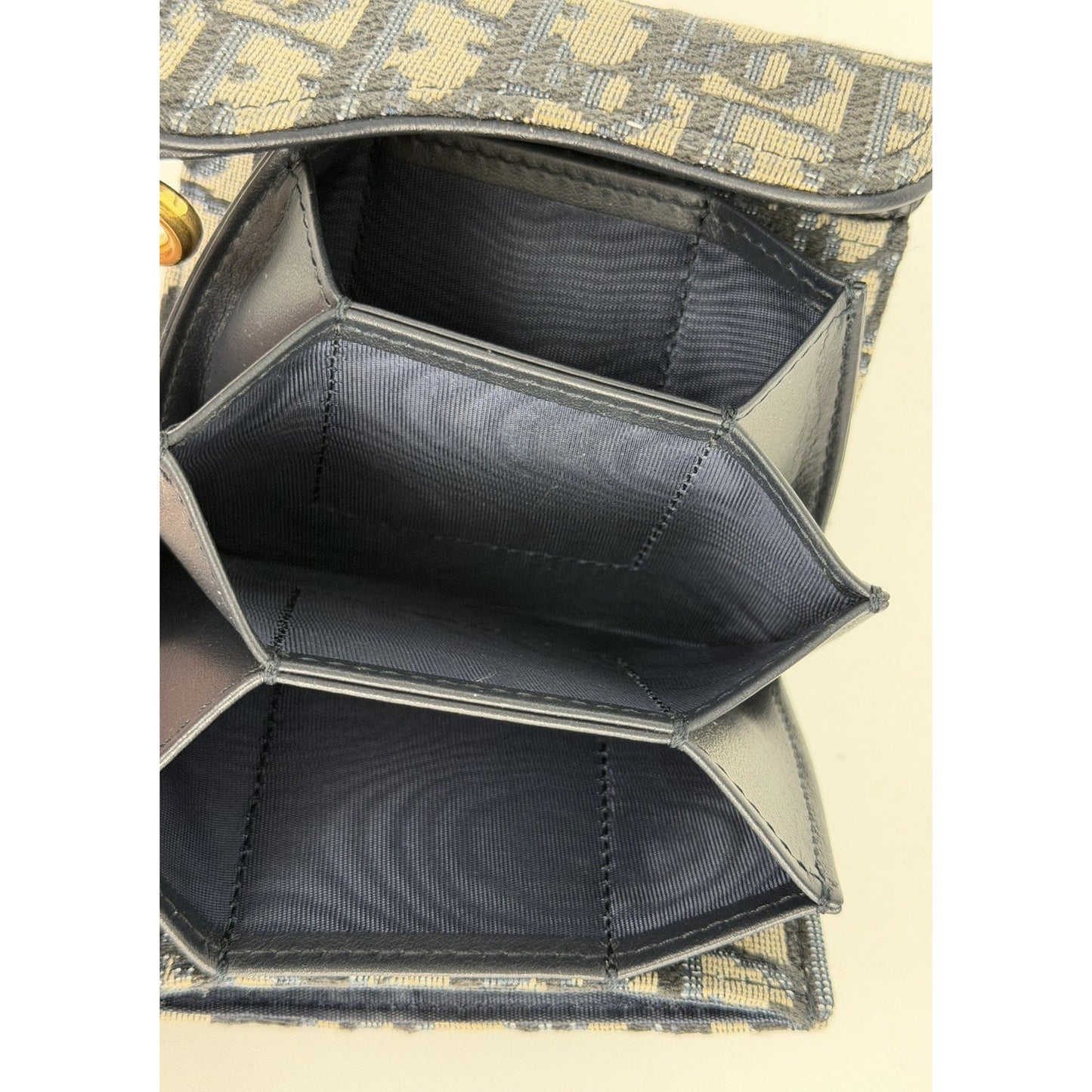 Christian Dior Saddle 5 Gusset Compact Wallet in Blue Oblique Canvas 2023