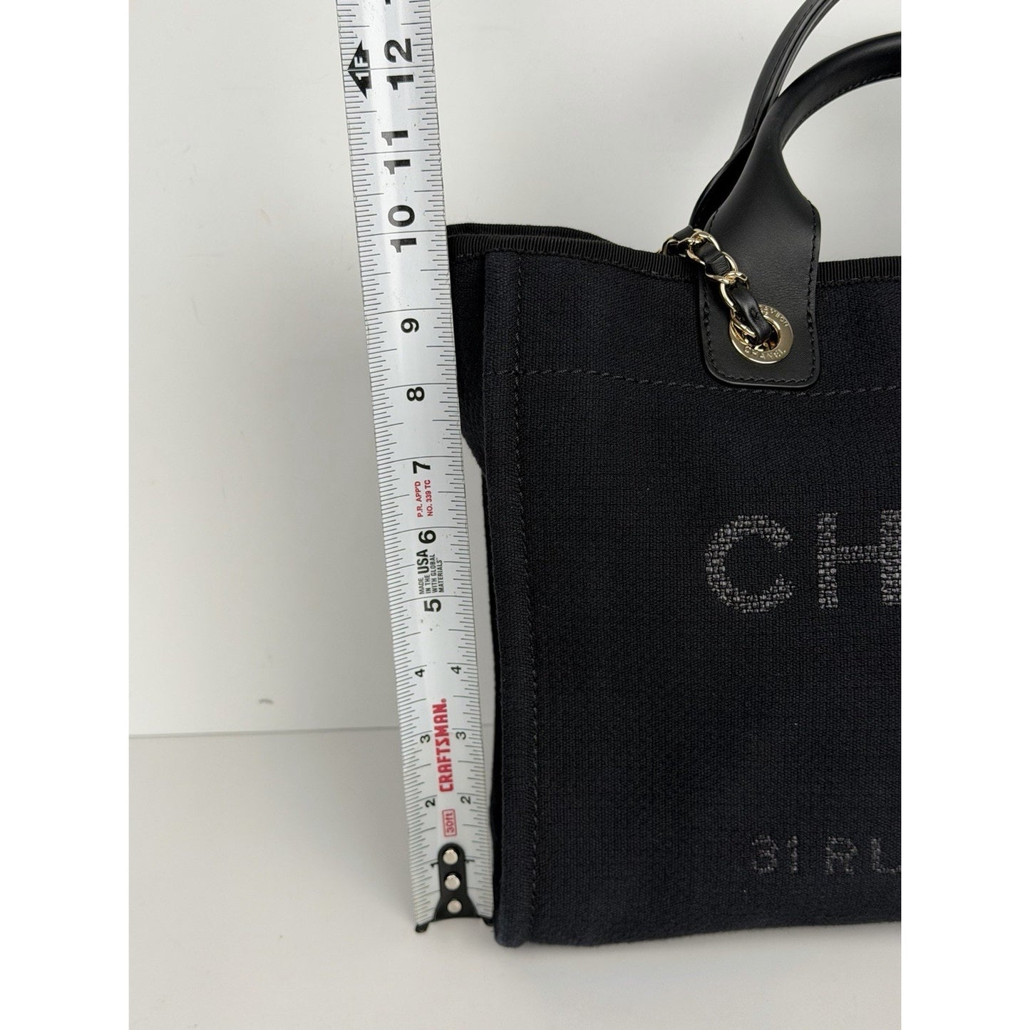 Chanel Deauville Shopping Tote Bag in Black Canvas NFC Small with Pouch E2