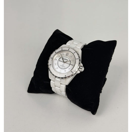 Chanel J12 Wristwatch 40mm in White High-Tech Ceramic with a Diamond-Set Dial