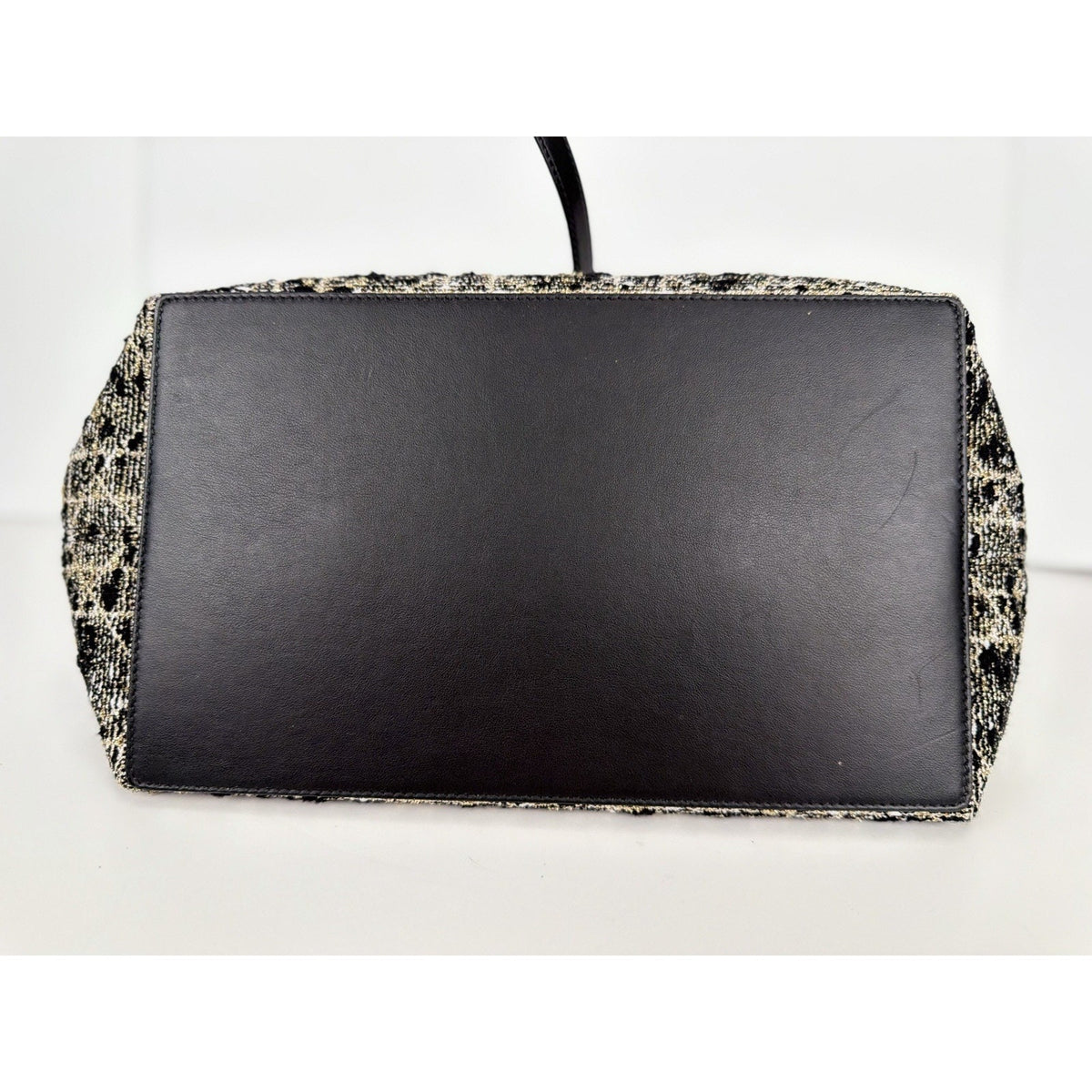 Dior Toujours Top Handle Bag Medium in Black White & Gold Cannage Tweed 2024 F-3