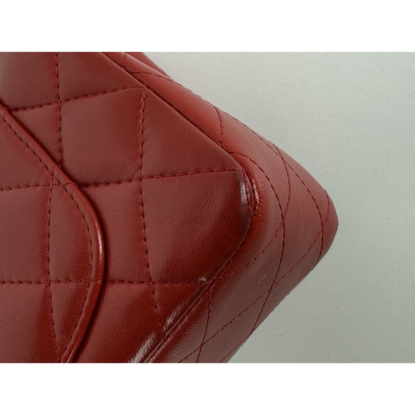 CHANEL CC Mini Classic 20 Chain Shoulder Bag Quilted Lambskin Red Leather