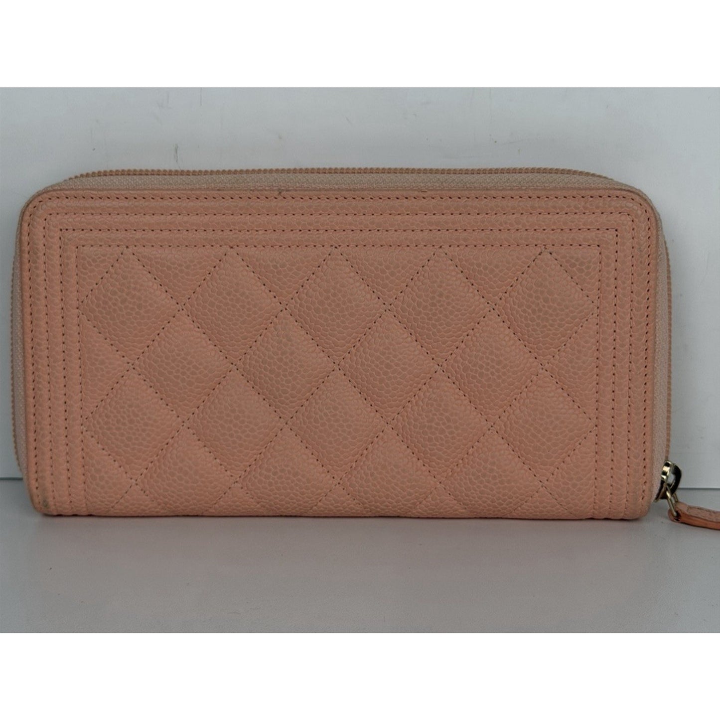 Chanel Boy Zip Around Wallet Pink Caviar Leather & Gold-tone Hardware 2019 K2