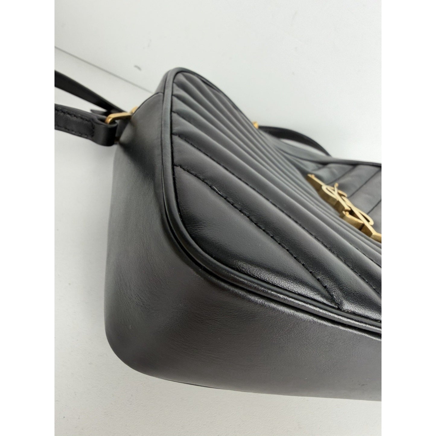 Saint Laurent Lou Camera Bag in Black Chevron Quilted Leather S11