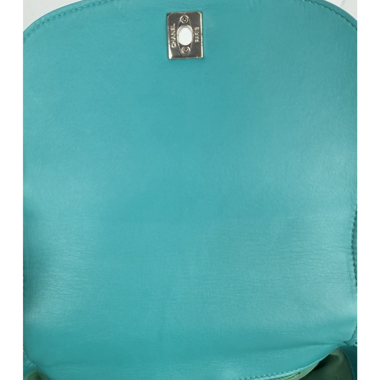 Chanel Stitched Covered CC Flap Mini Bag in Quilted Turquoise Calfskin 2017 E-5