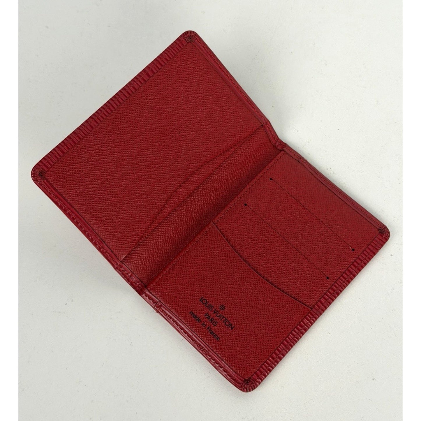 Louis Vuitton Pocket Organizer Card Holder Wallet Red Epi Leather 2005