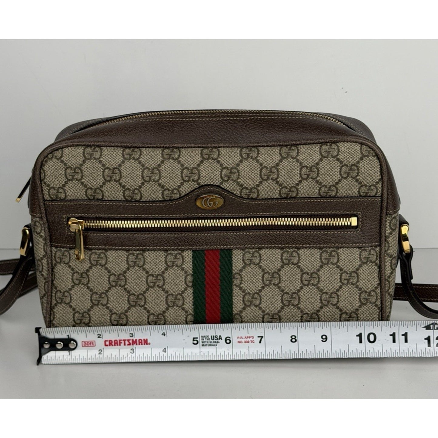 Gucci Ophidia Supreme Monogram Small Shoulder Bag Brown S06
