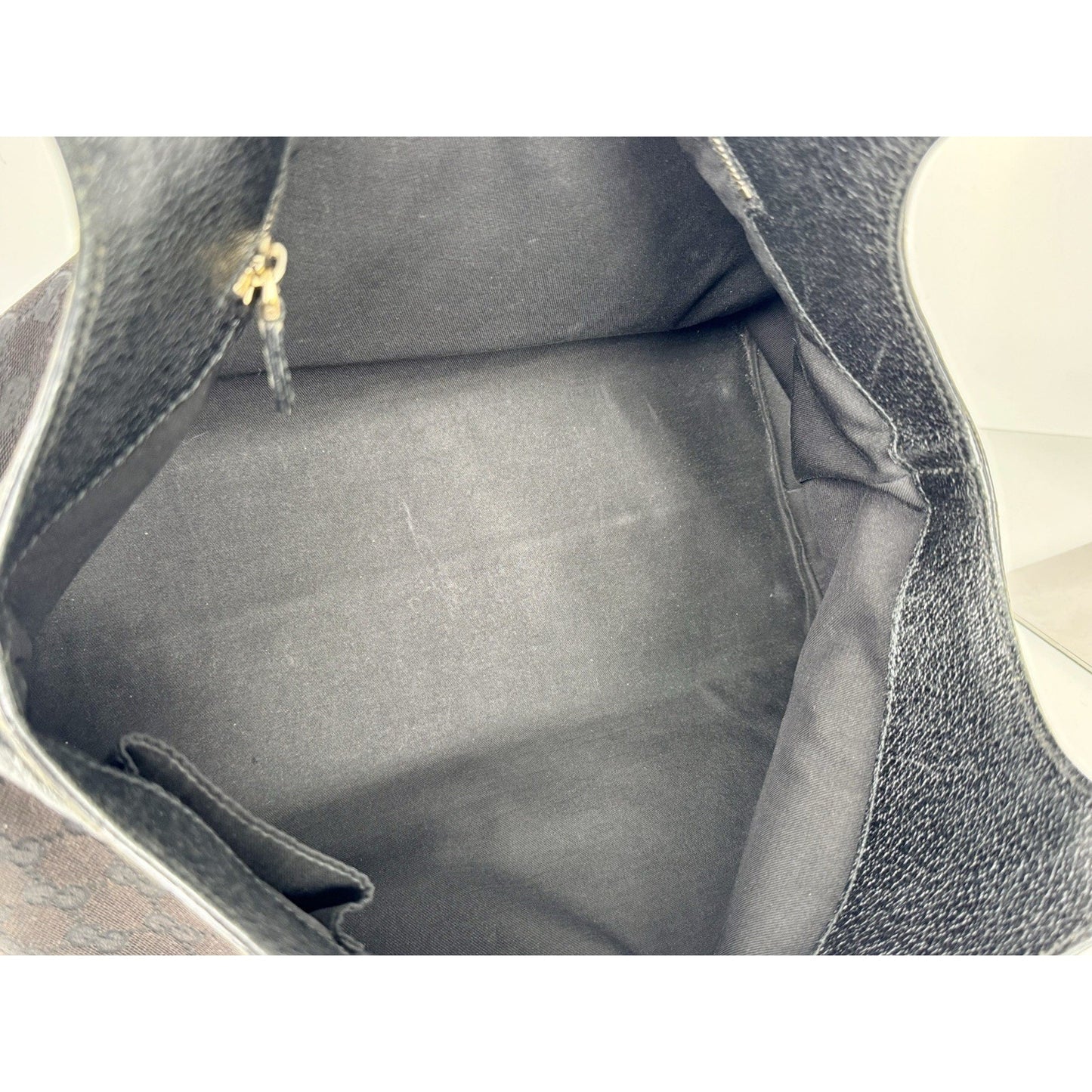 Gucci GG Canvas Tote Bag in Black with Bamboo Handles D-7