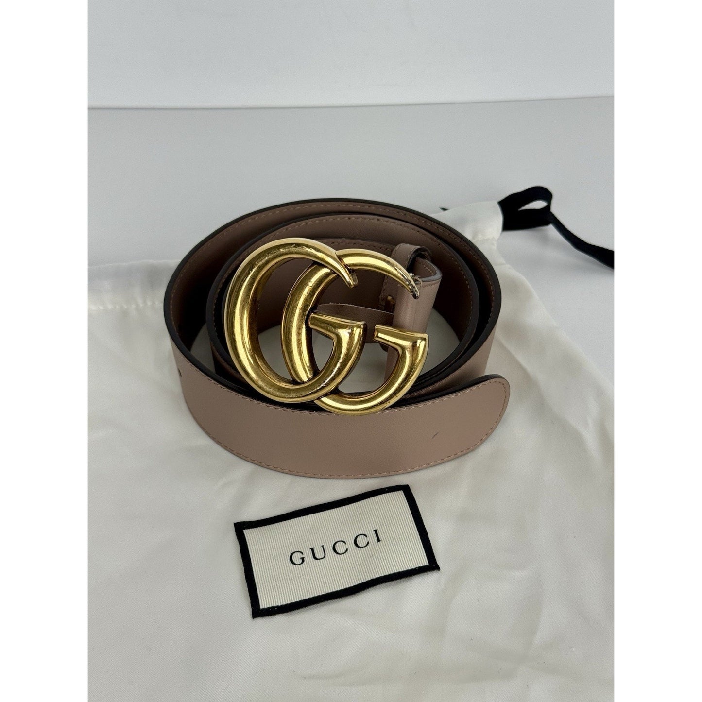 Gucci GG Marmont Leather Belt in Dusty Pink Size 90 36