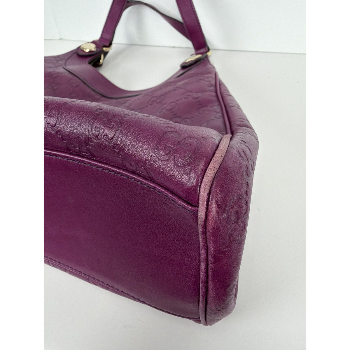 Gucci Charmy Hobo Shoulder Bag in Purple Guccissima Leather Silver Hardware S-05