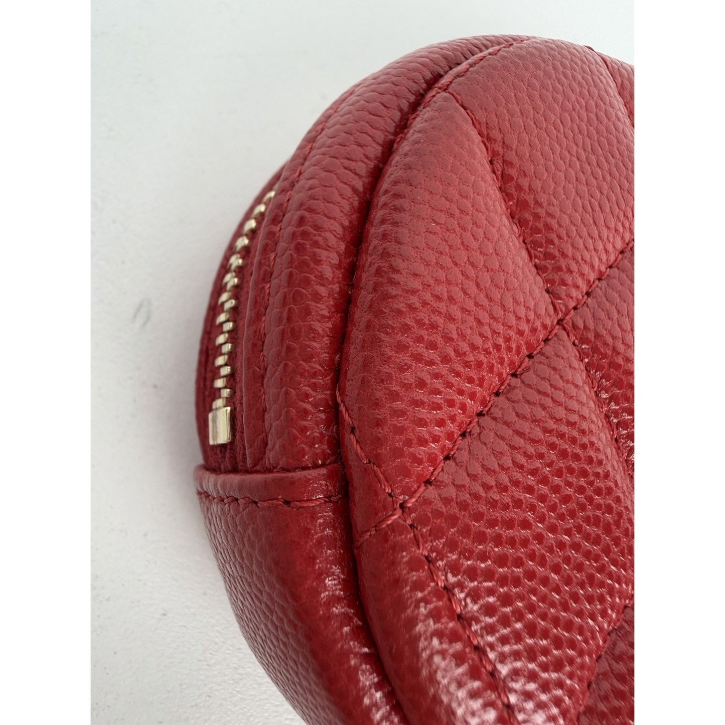 Chanel Round Coin Purse Red Quilted Caviar Leather & Gold-tone Hardware 2019 K2