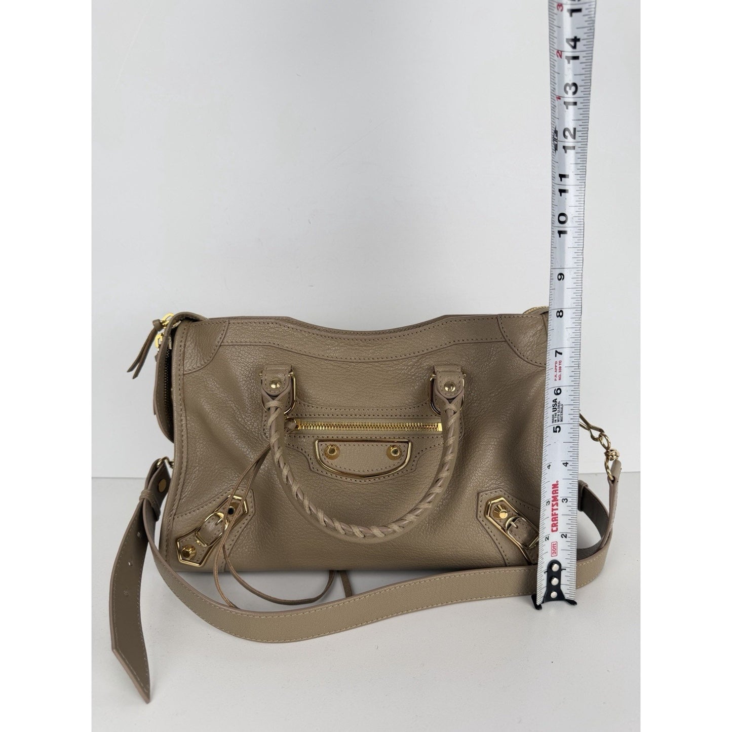 Balenciaga Metallic Edge City Bag Small in Beige Leather with Gold Hardware B-1