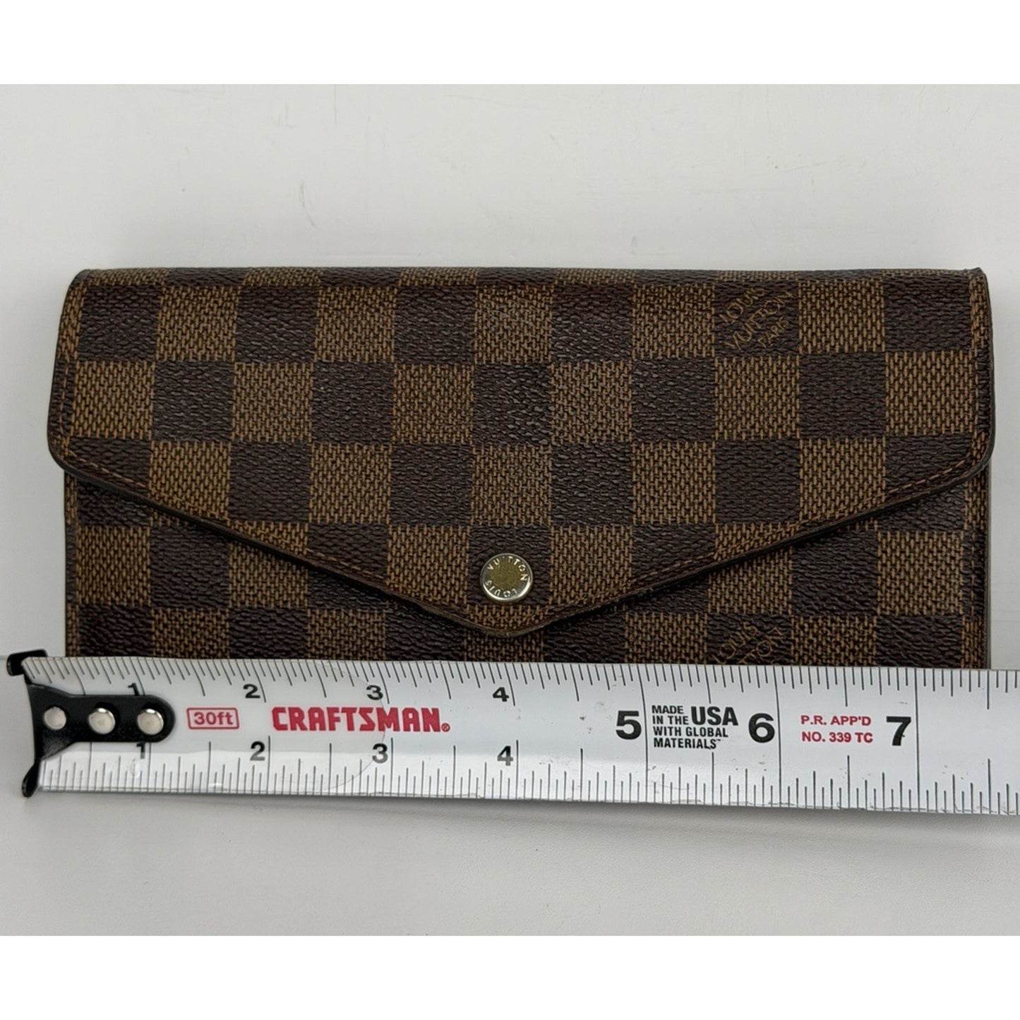 Louis Vuitton Sarah Wallet Damier Ebene Checkered Pattern Canvas S