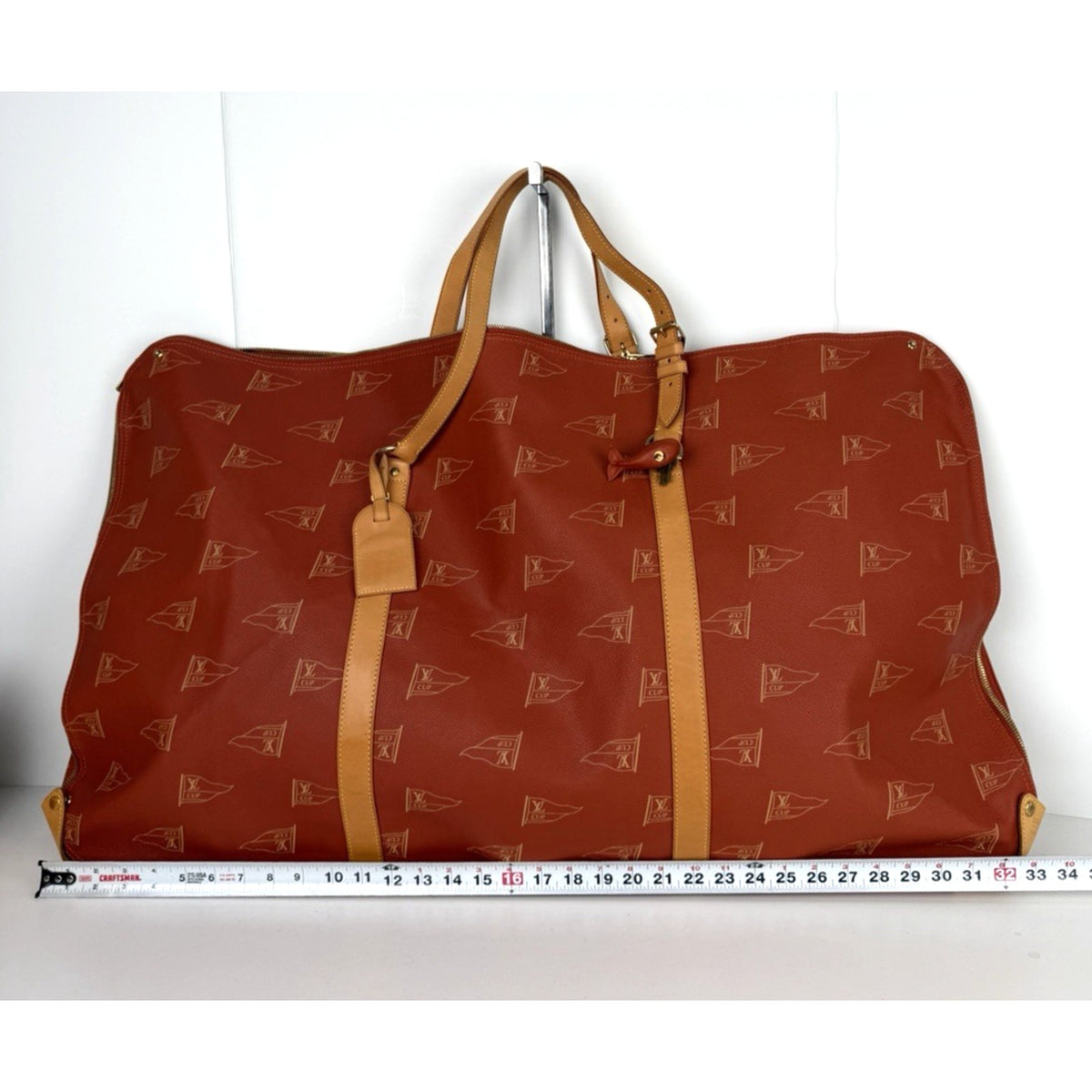 Louis Vuitton America's Cup Garment Travel Bag in Red Coated Canvas 1994 S19