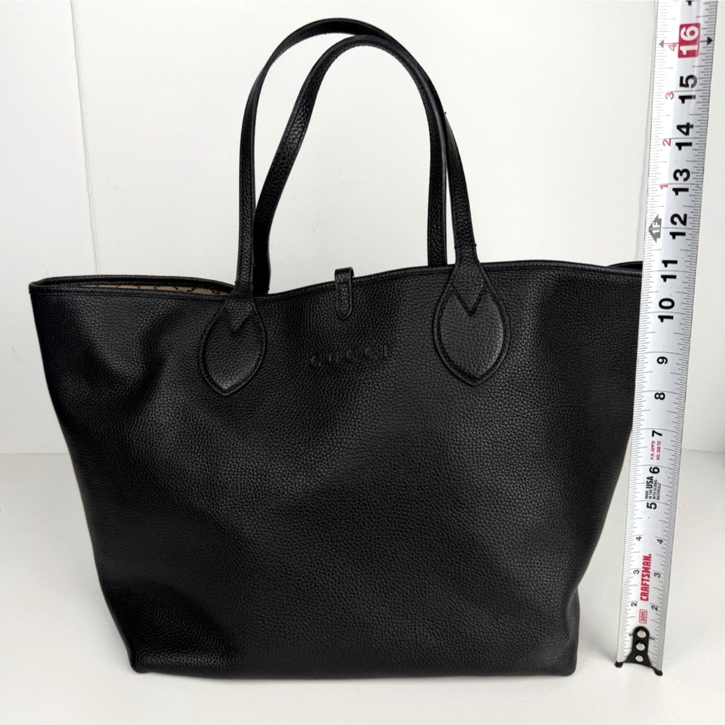 Gucci Totissima Reversible Tote Bag Large in Black Pebbled Leather E-2