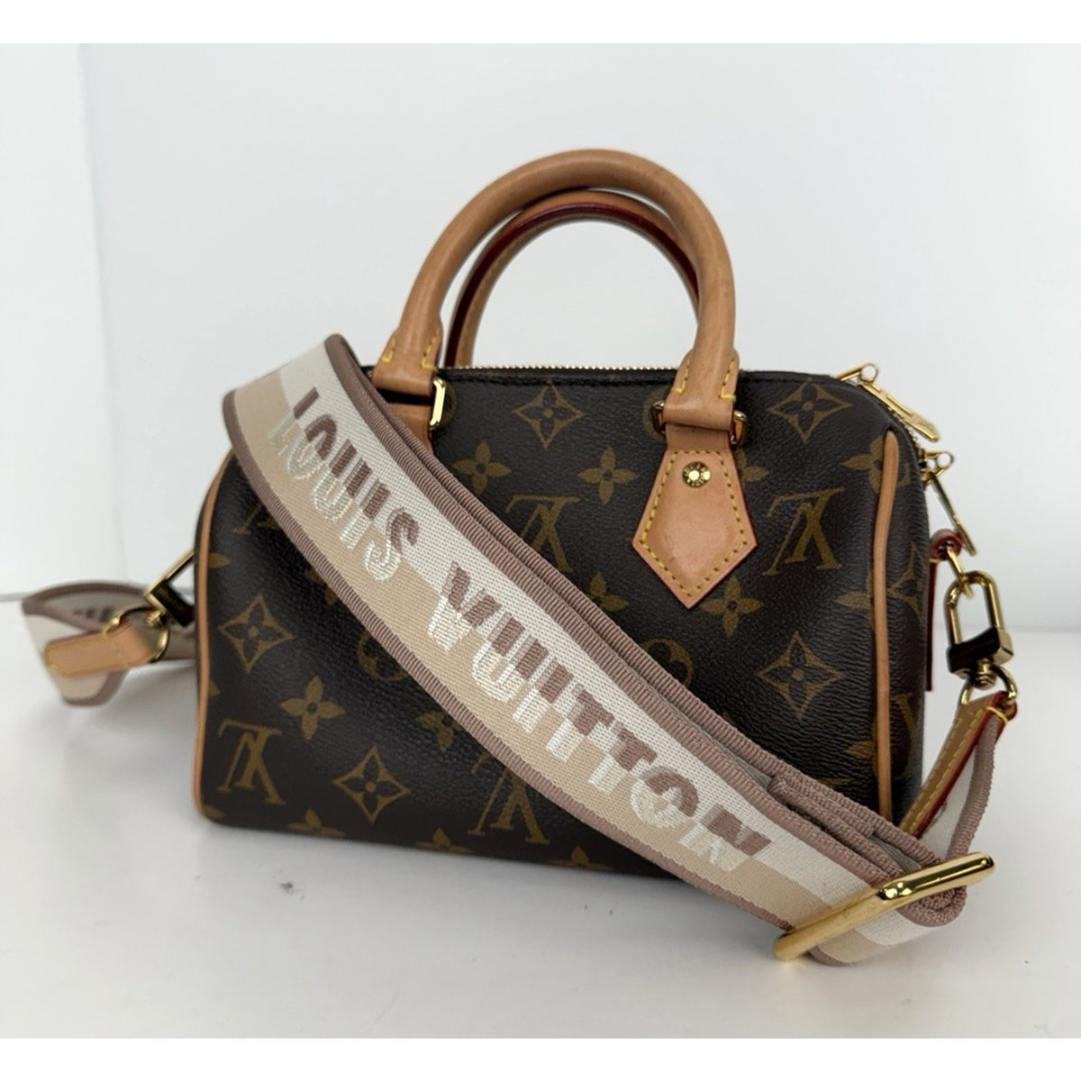 Louis Vuitton Speedy Bandouliere 20 Top Handle Bag Monogram Coated Canvas NFC F3
