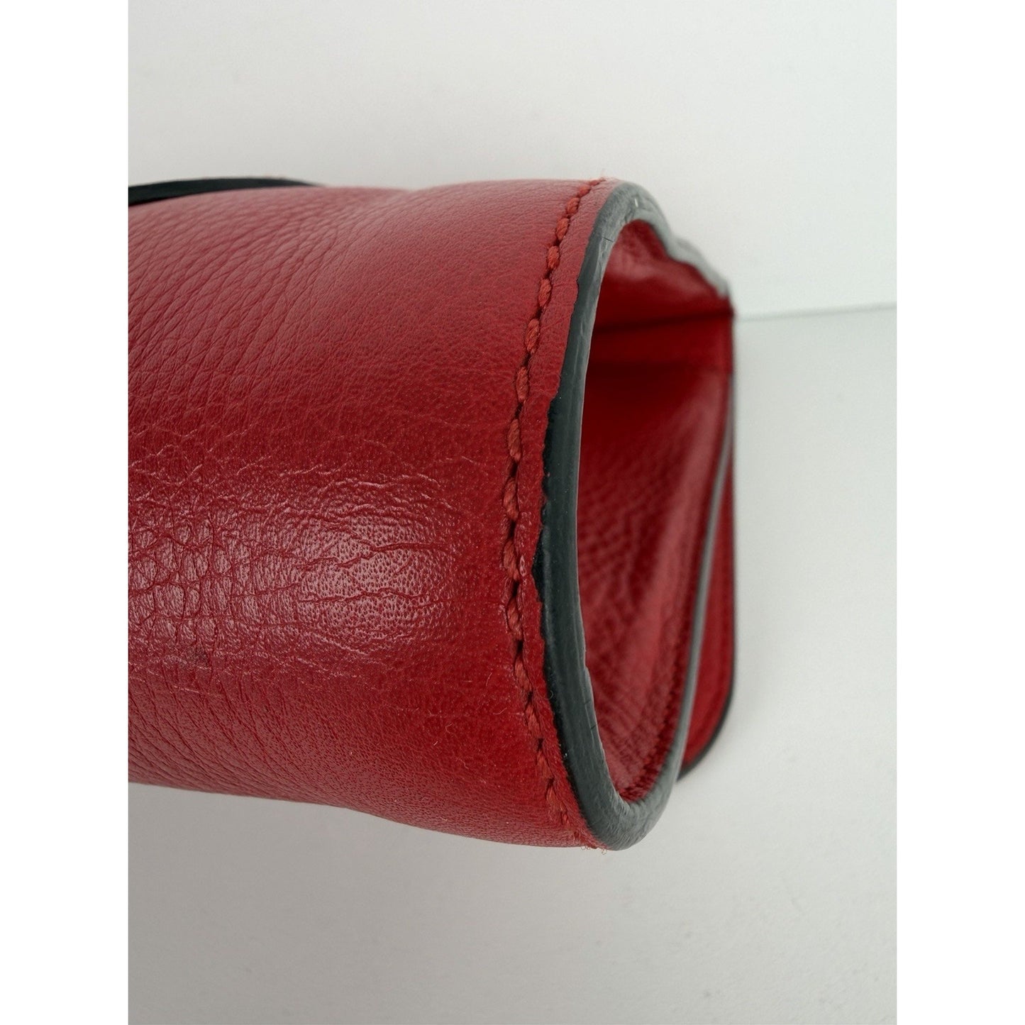 Gucci Bamboo Daily Clutch Red Leather & Black Bamboo Turn-Lock Closure S