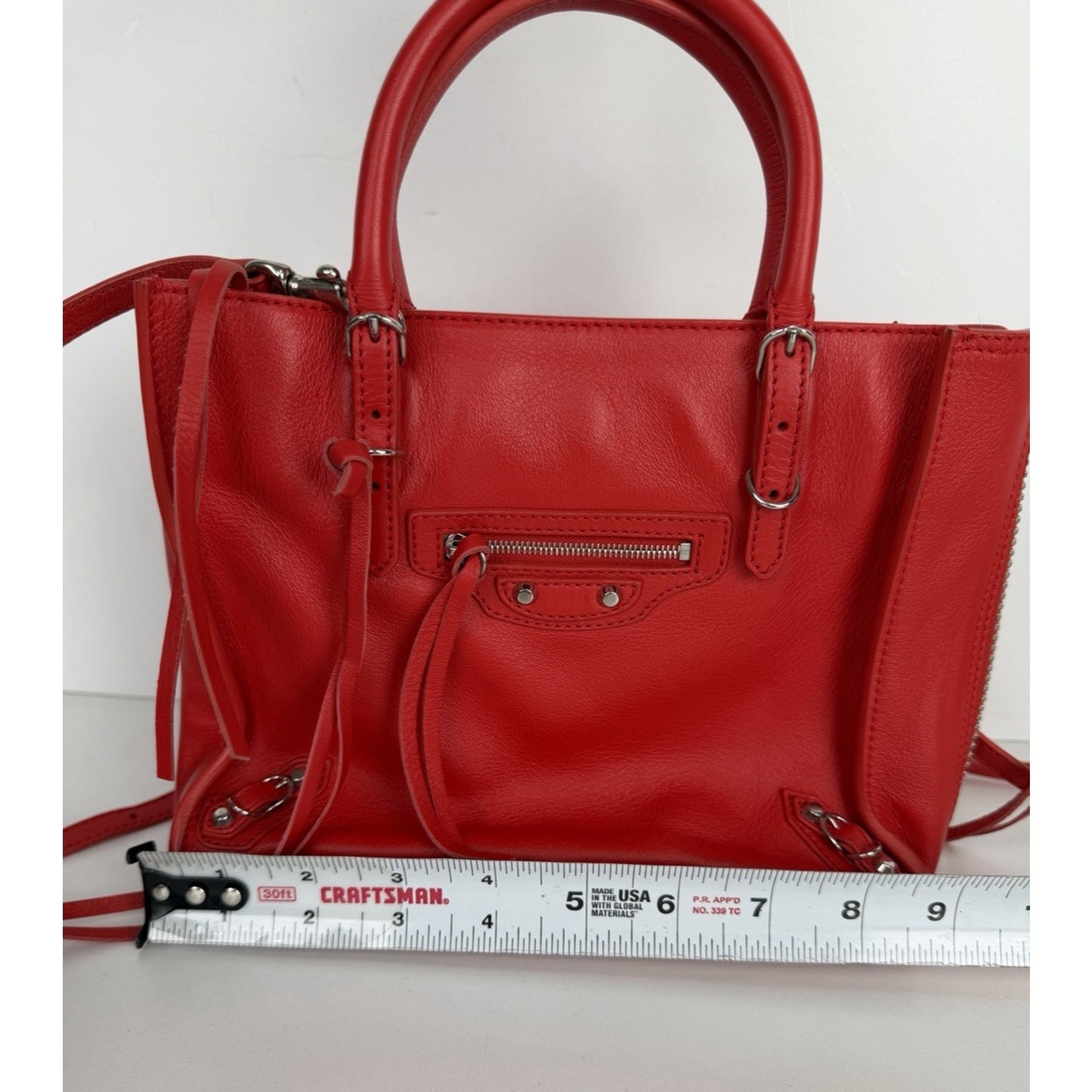 Balenciaga Papier A4 Zip-Around Tote Bag Mini in Red Calfskin Leather S-01