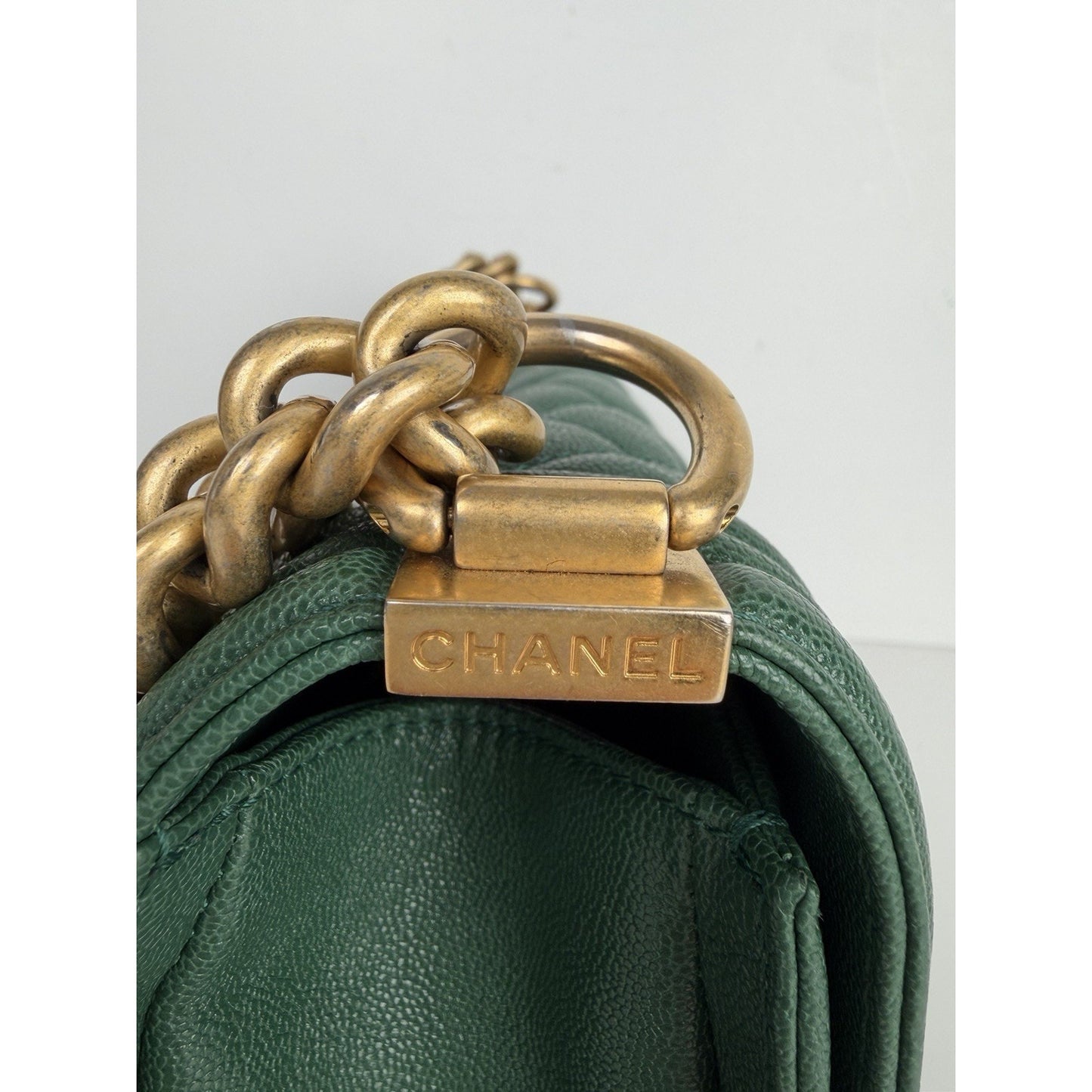 Chanel Boy Flap Bag Medium in Green Caviar Leather Gold Hardware 2018–2019 C-9