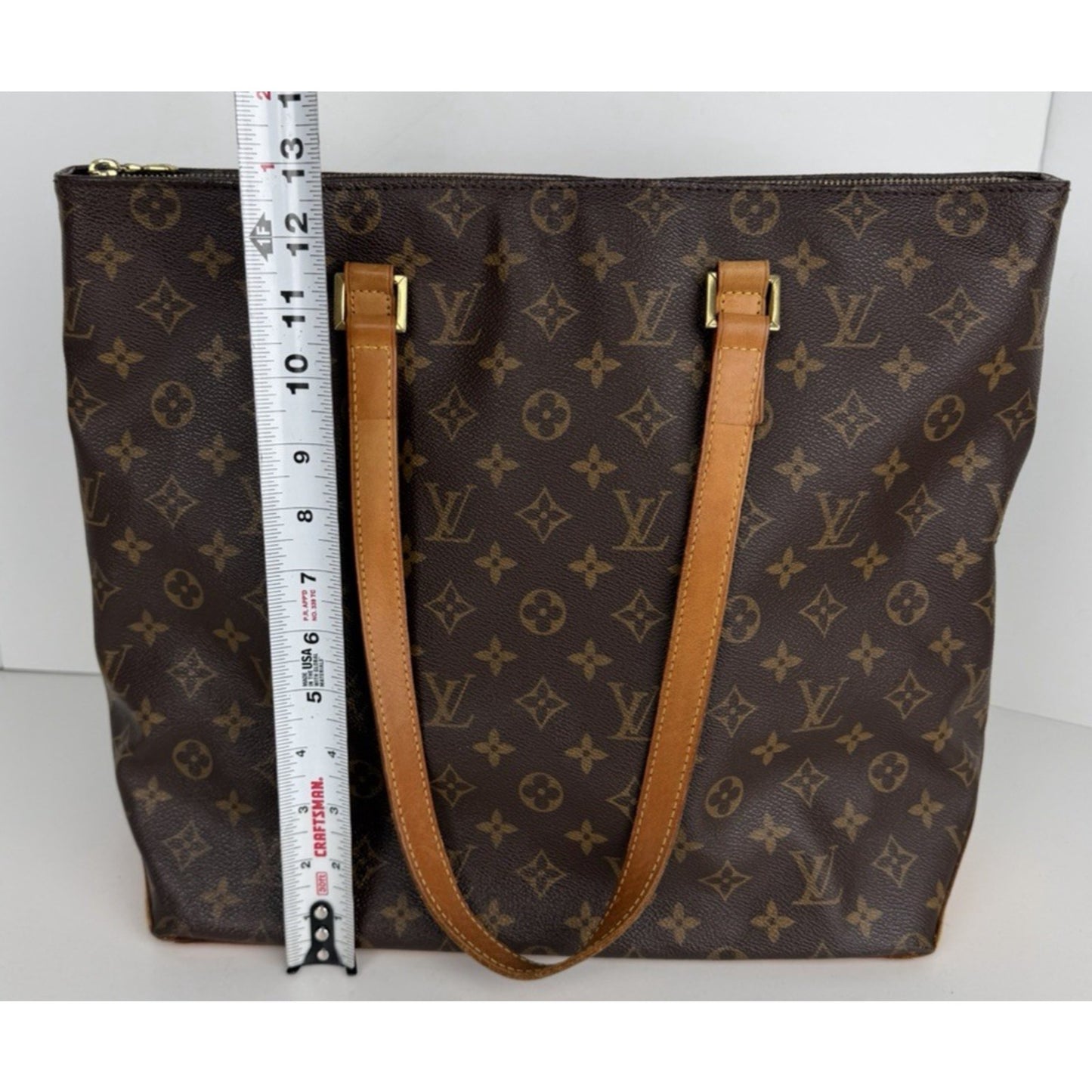 Louis Vuitton Cabas Mezzo Tote Bag in Brown Coated Canvas Vintage 2000 S06