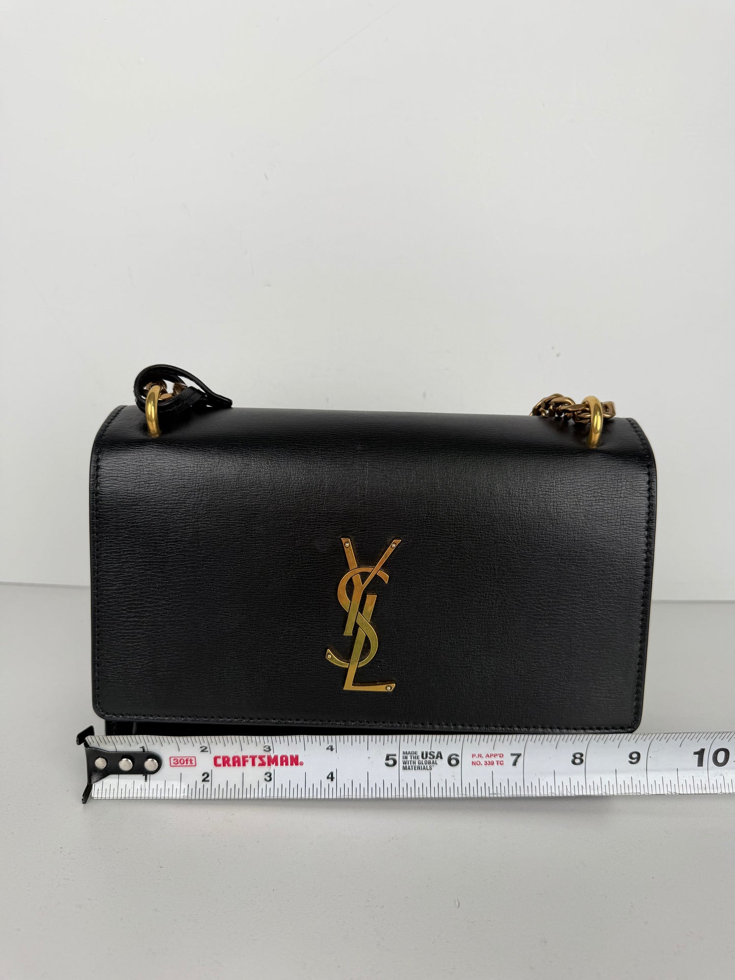 Saint Laurent Medium Sunset Shoulder Bag in Smooth Black Calfskin Leather YC-5