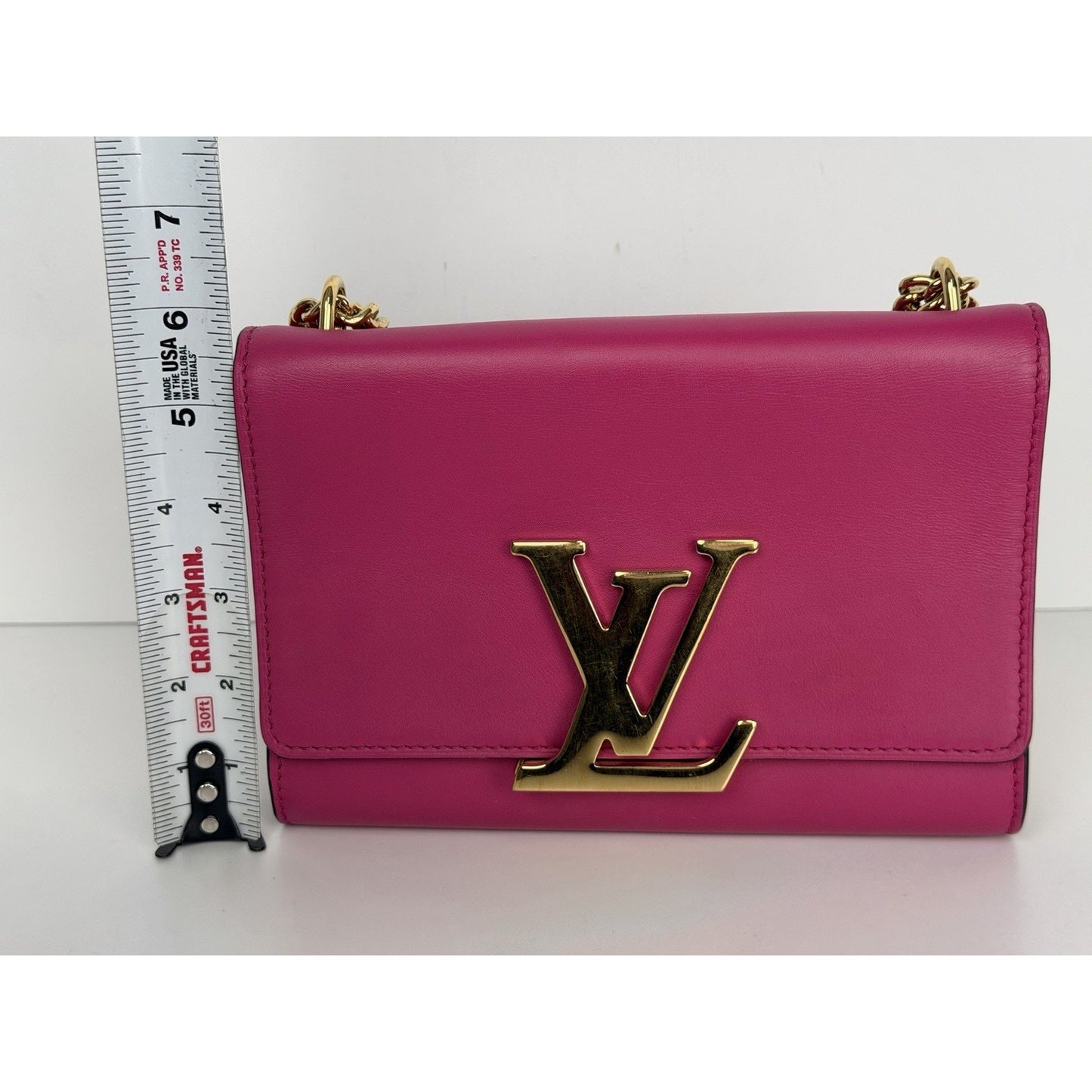 Louis Vuitton Louise Chain MM Bag in Pink Calfskin Leather S01