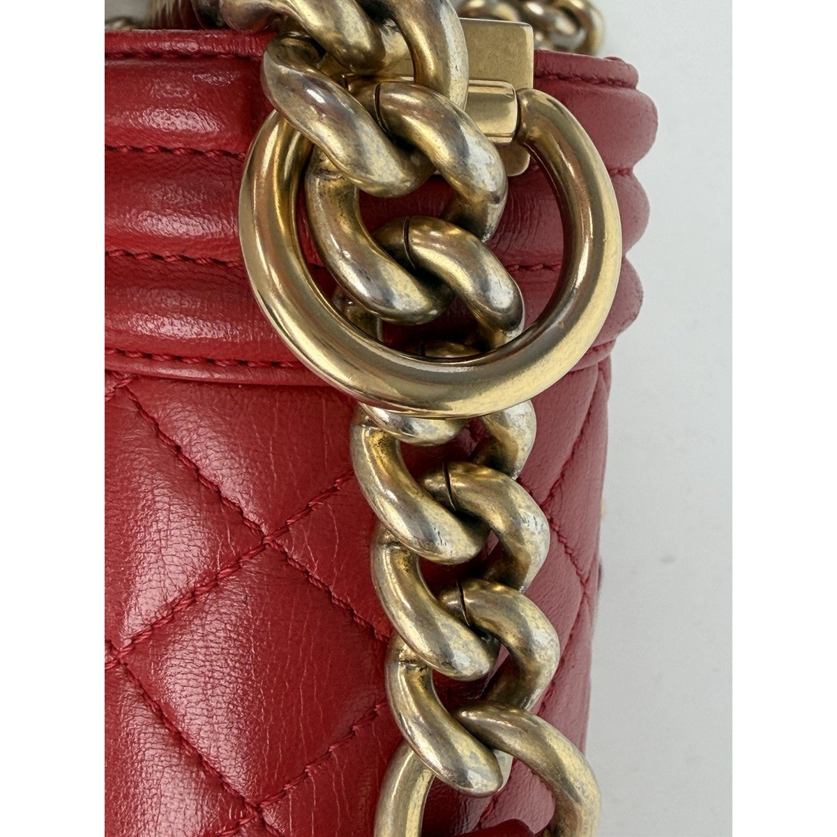Chanel Boy Bag Medium in Red Lambskin Leather Gold Hardware 2015-2016 YE-8