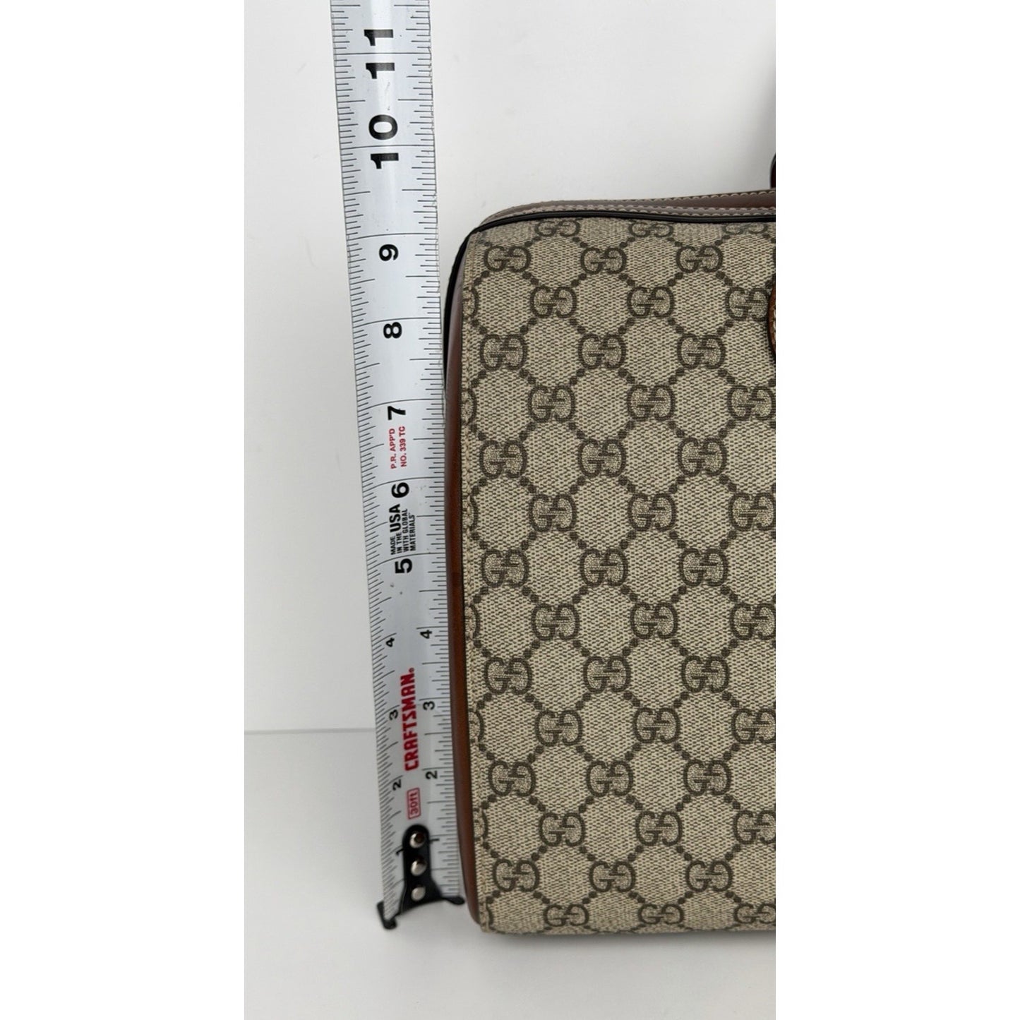 Gucci GG Supreme Canvas Boston Bag Medium Monogram Canvas and Leather Trim C1