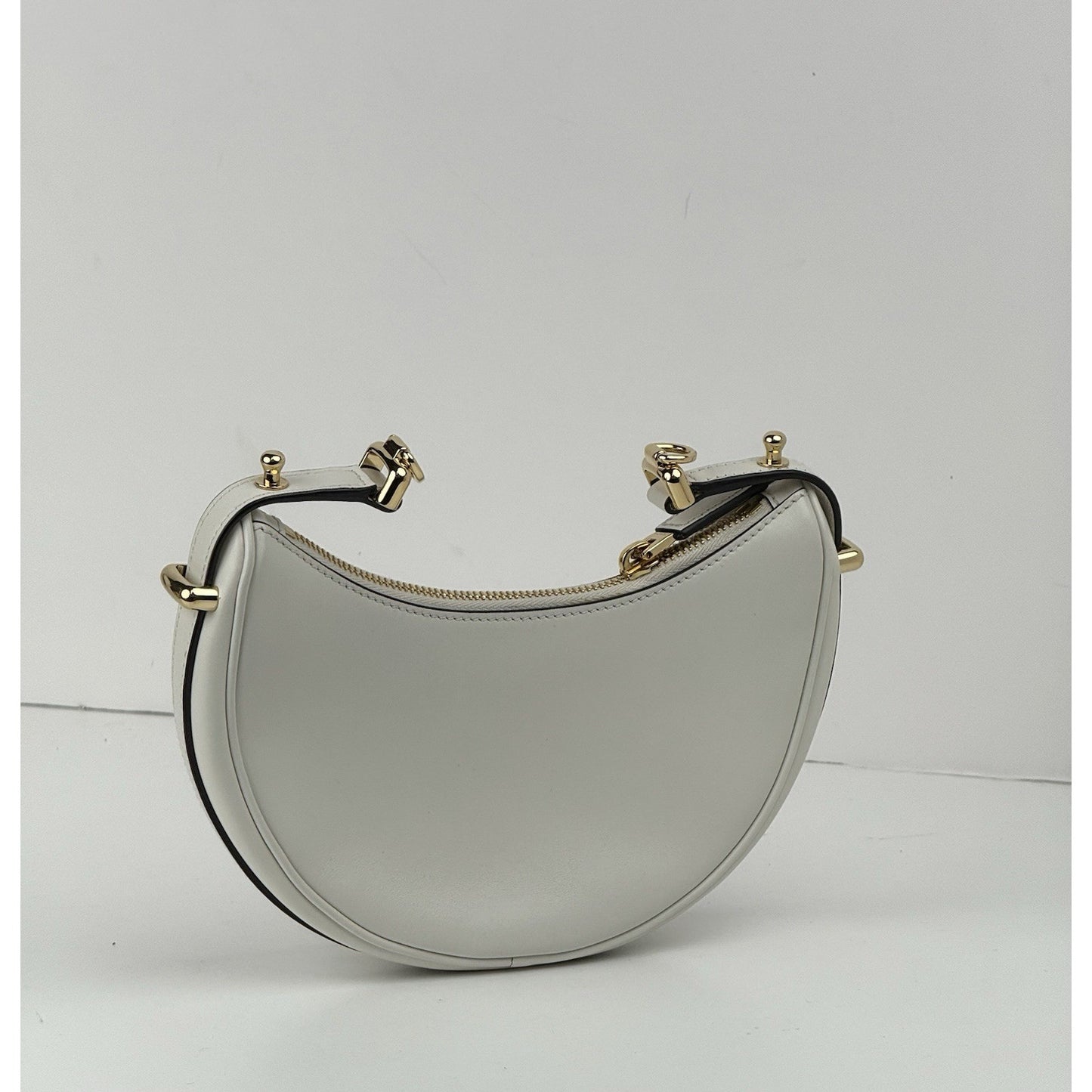 Prada Arque White Leather Shoulder Bag With Strap