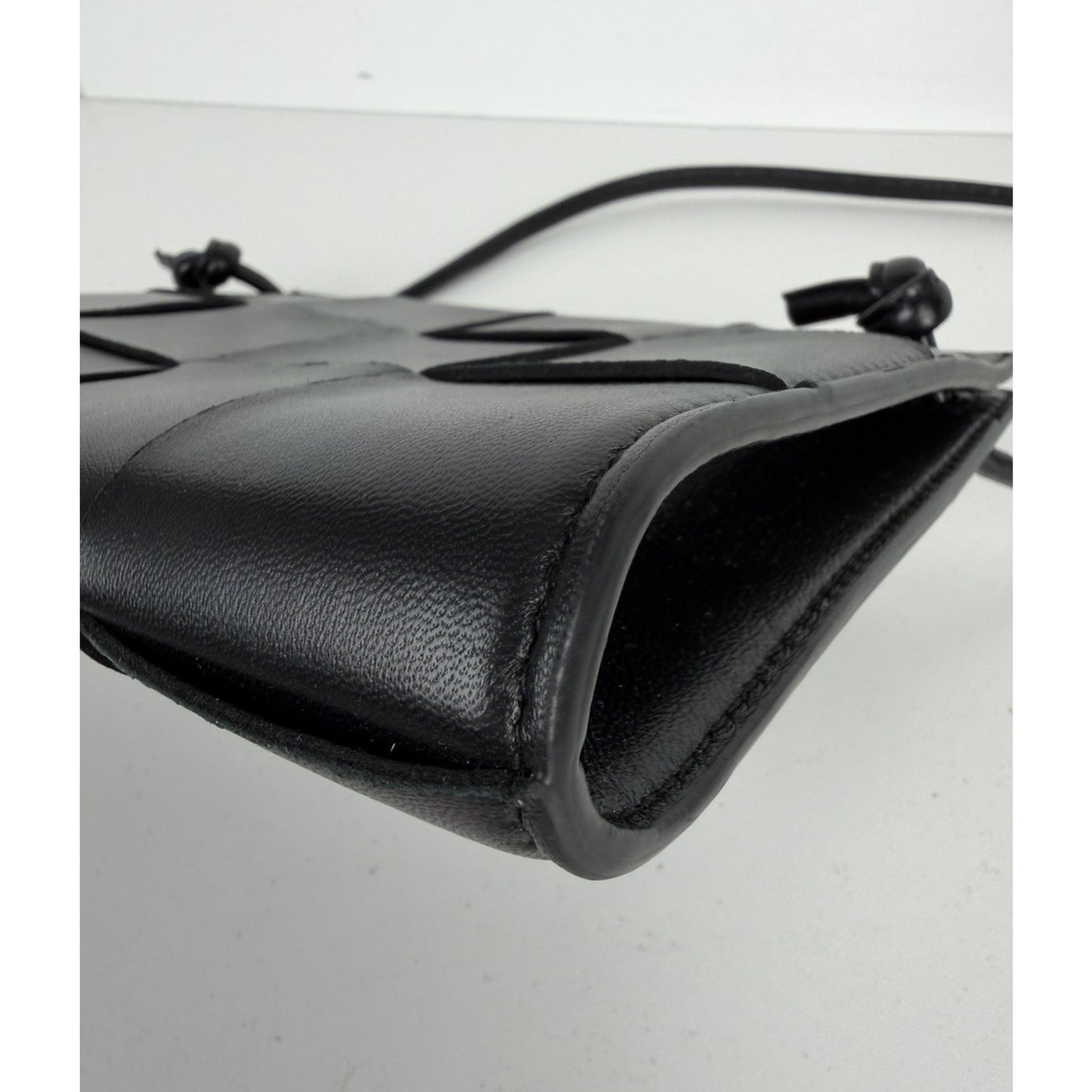 Bottega Veneta Cassette Pouch on Strap Bag Mini Black Intrecciato Leather NFC S5
