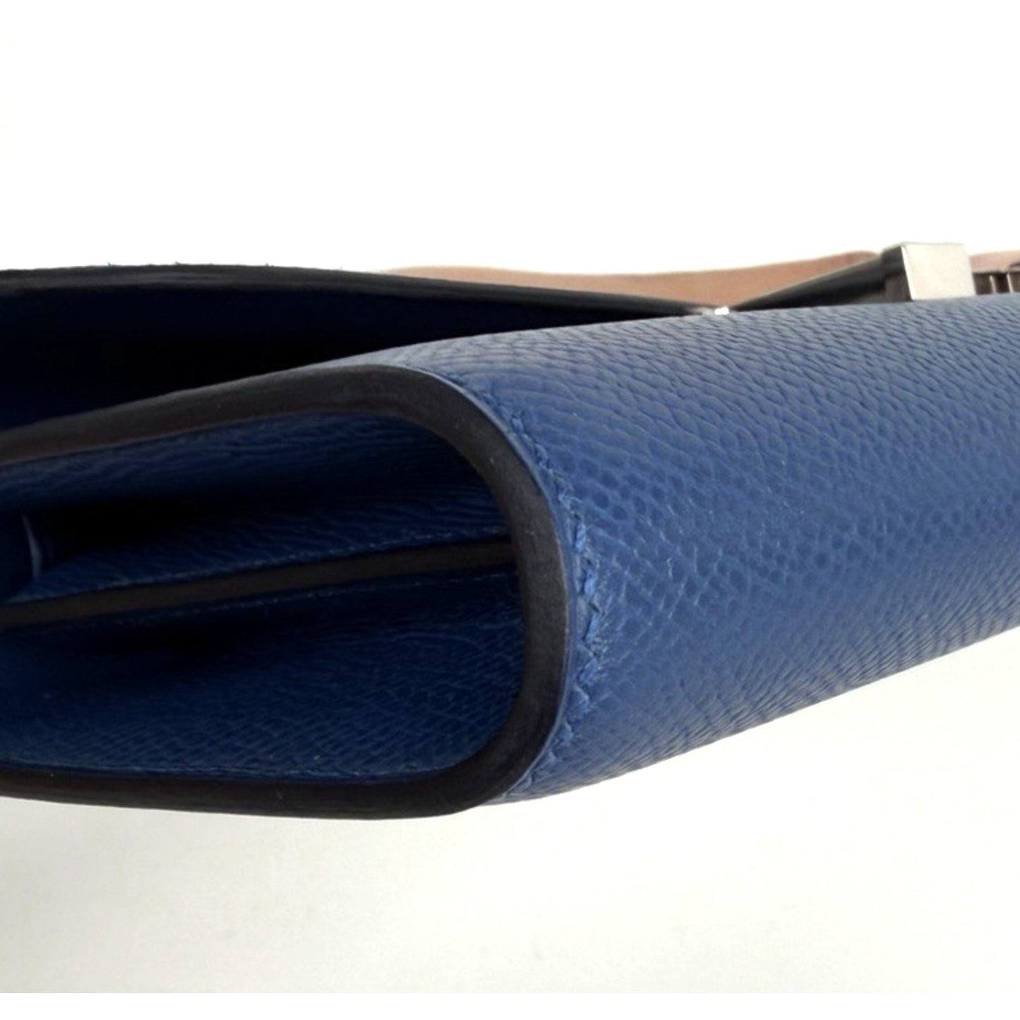 Hermes Constance To Go Long Wallet Bag in Blue Epsom Leather Silver-Tone HW D-6