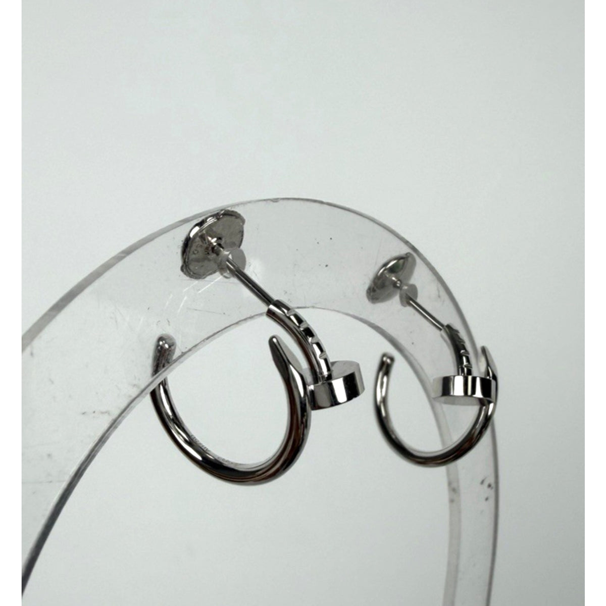Cartier Juste Un Clou Hoop Mini Earrings Wrapped Nail in 18k White Gold
