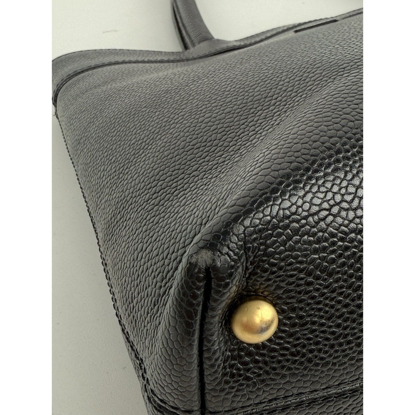 CHANEL Vintage CC Open Tote Black Caviar Leather Bag