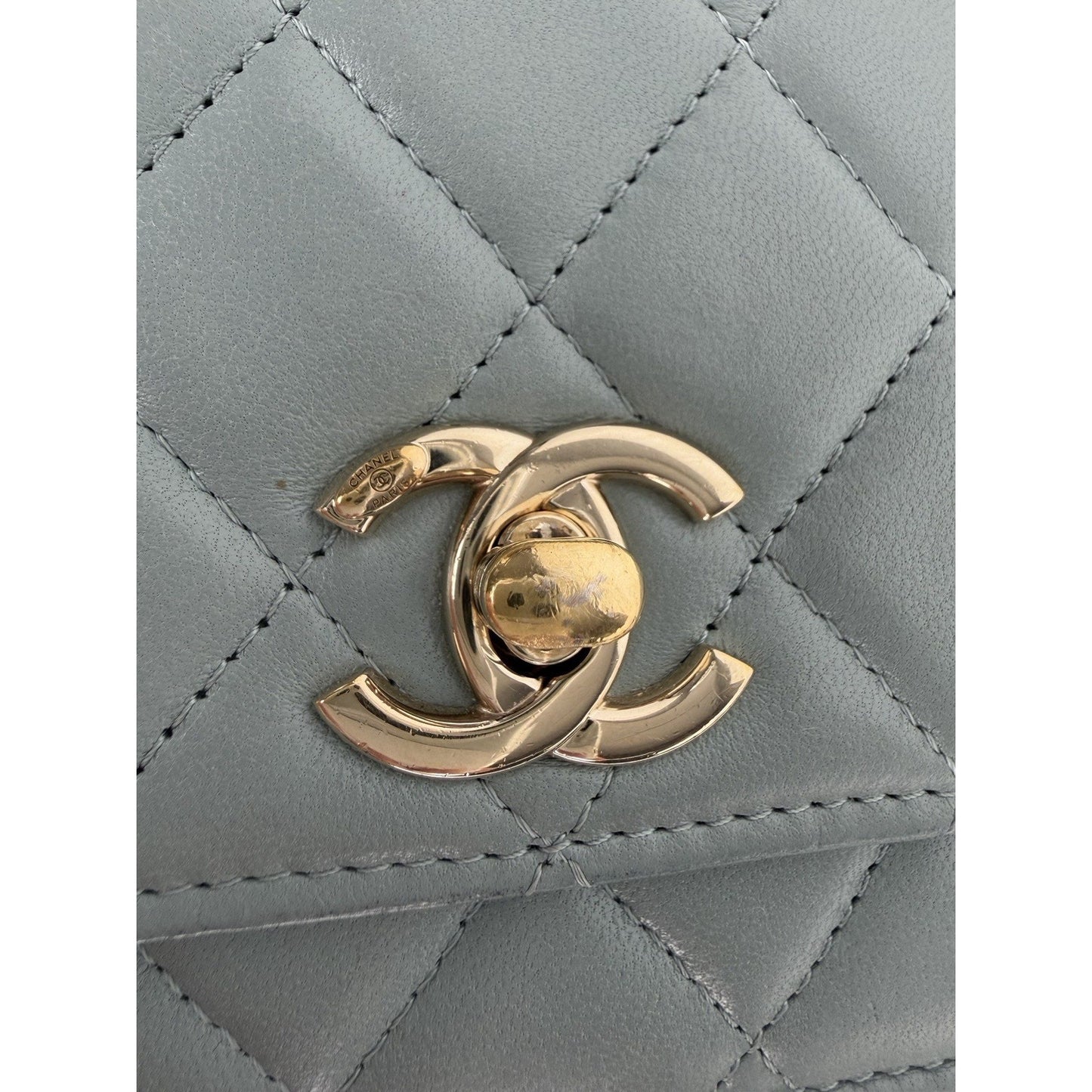 Chanel Lambskin Quilted CC Pearl Crush Wallet on Chain in Grey NFC E2