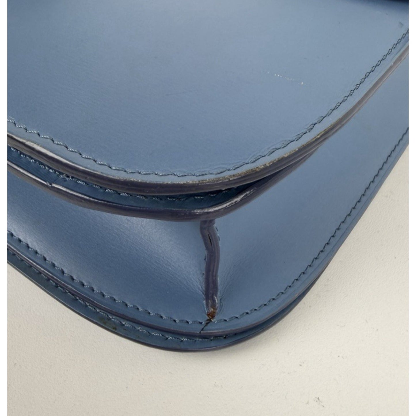 Celine Classic Box Flap Medium Bag in Blue Liege Calfskin Leather S