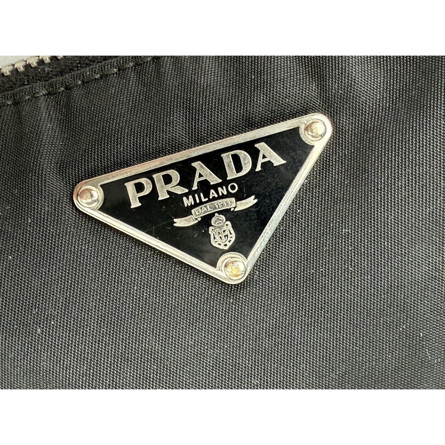 PRADA Black Tessuto Nylon & Leather Pochette Women's Shoulder Bag