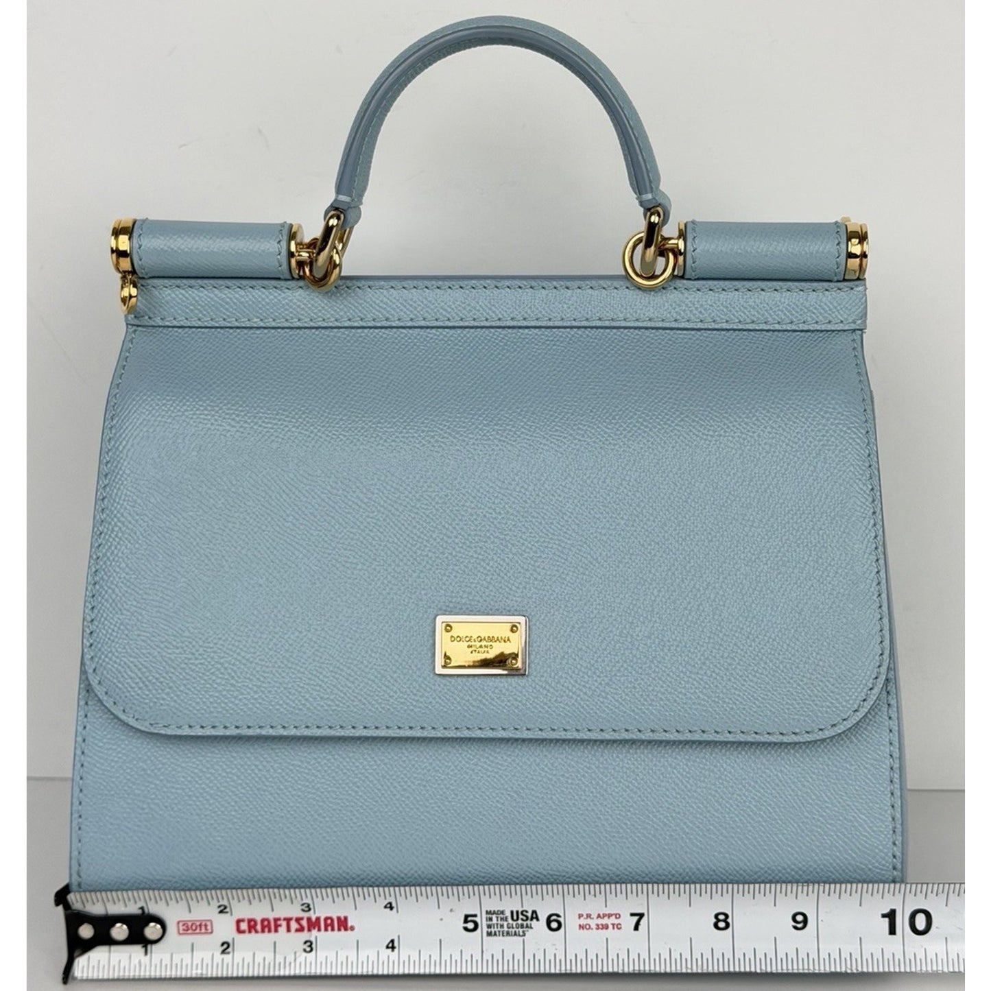 Dolce & Gabbana Sicily Bag Medium in Light Blue Leather Handbag C-1