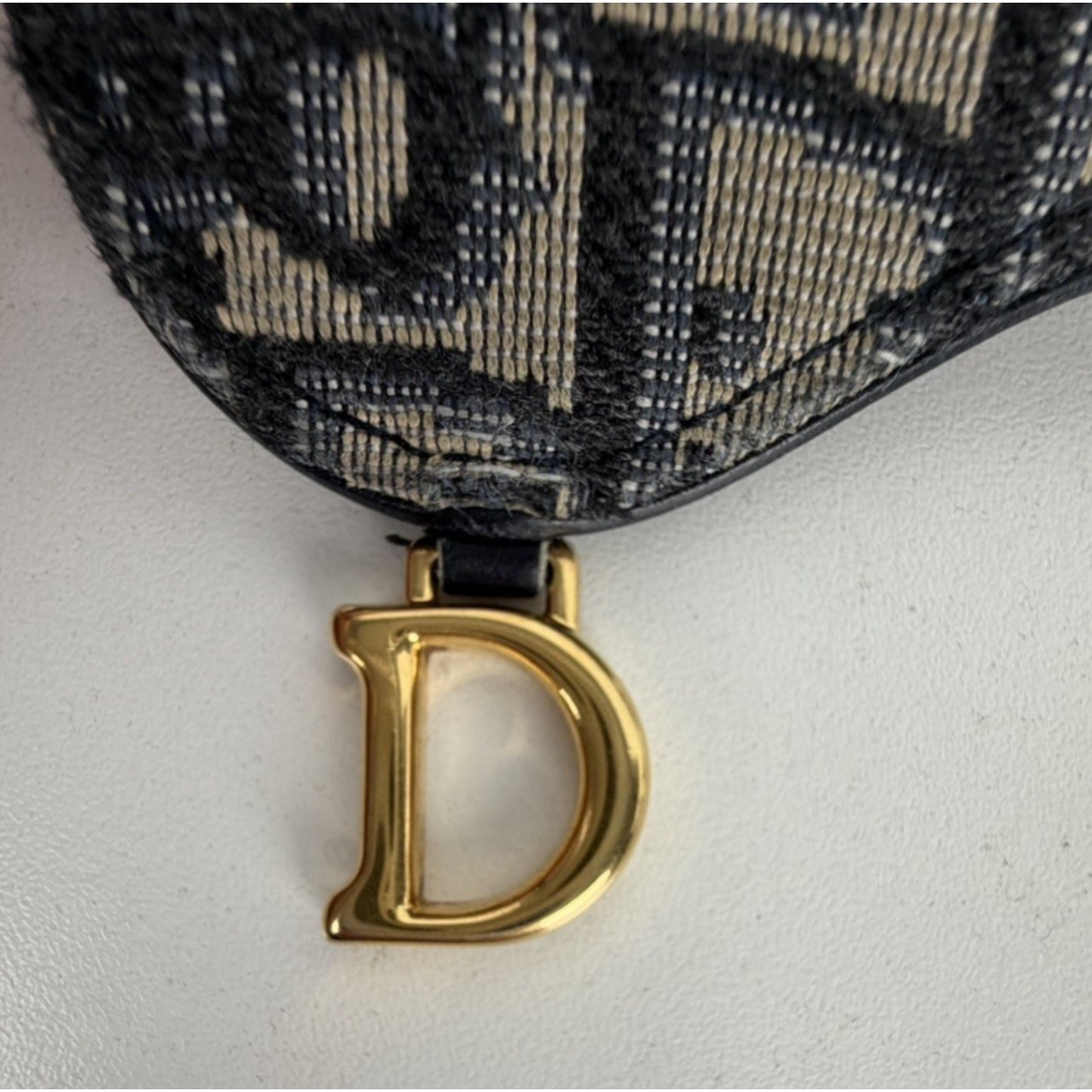Christian Dior Saddle Lotus Card Holder Wallet in Blue Oblique Jacquard K-3