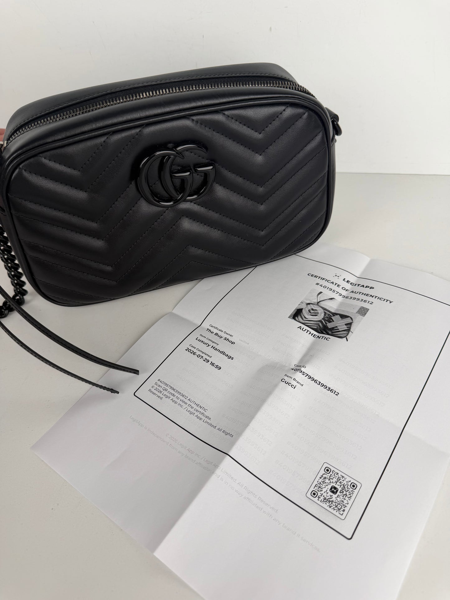 Gucci GG Marmont Small Camera Bag in Black Quilted Leather S-19