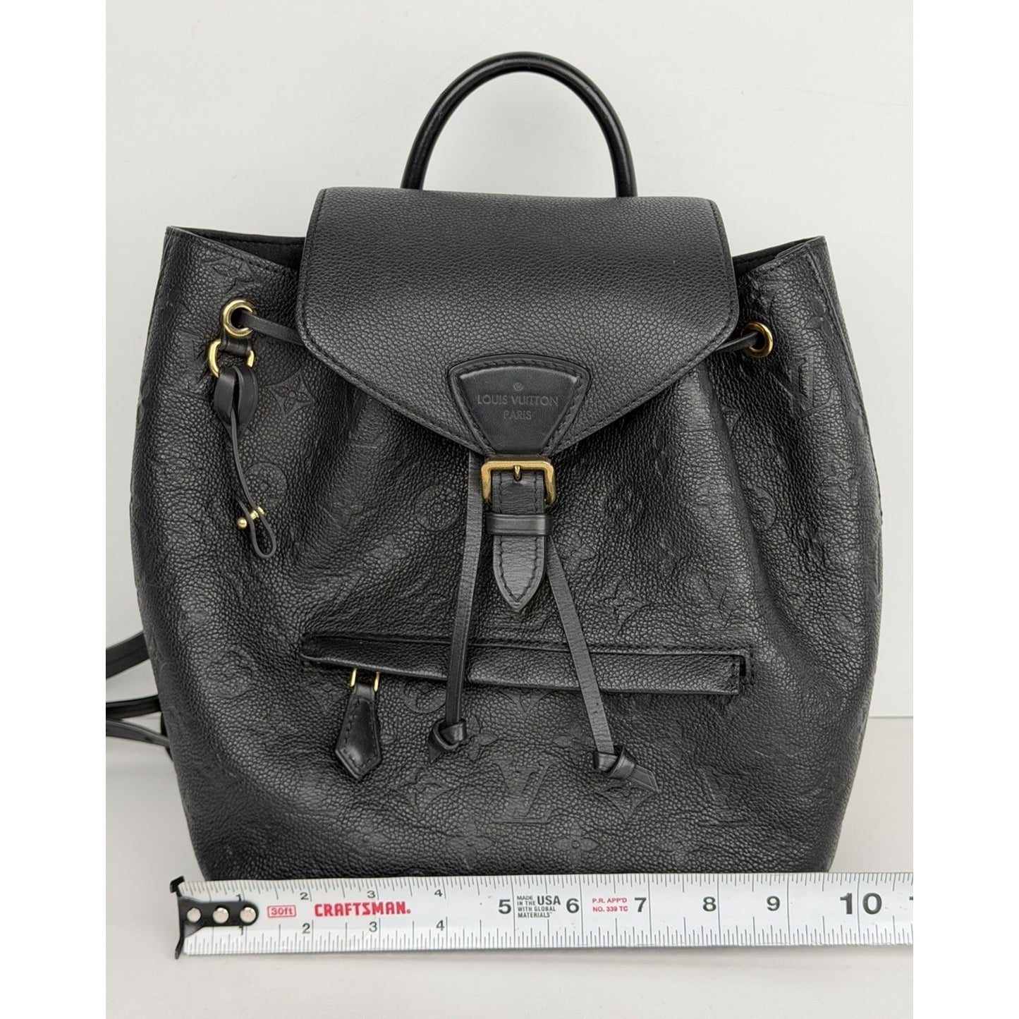 Louis Vuitton Montsouris PM Backpack Black Monogram Empreinte Leather NFC E-6