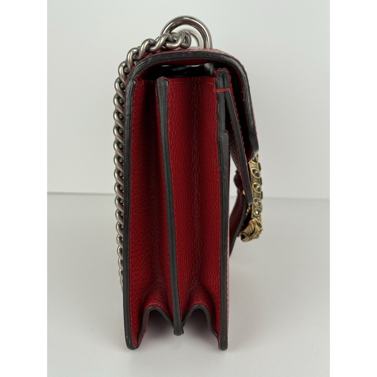 Gucci Dionysus Small Chain Strap Women's Shoulder Bag in Red Leather