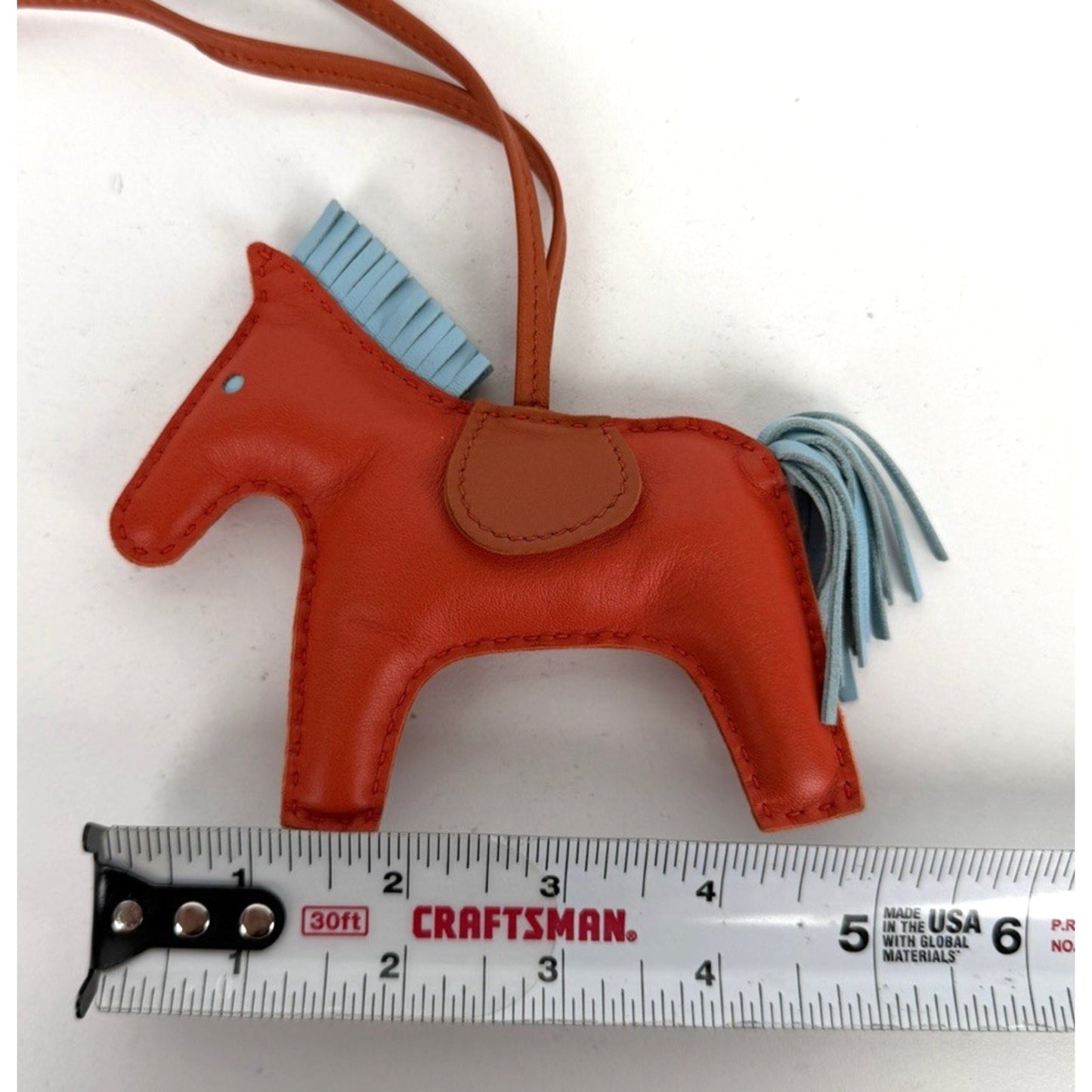 Hermes Rodeo Bag Charm MM in Capucine and Celeste Milo Lambskin Leather