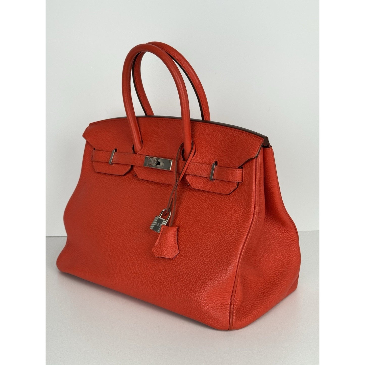 Hermes Birkin 35 Handbag in Red Clemence Leather with Palladium Hardware D-4