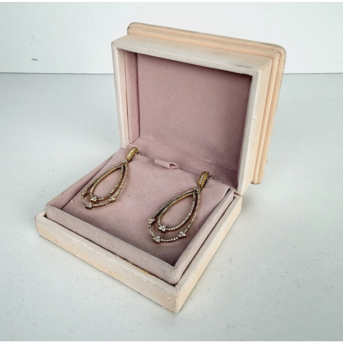 Judith Ripka Double Pear Earrings in 18k Yellow Gold and Diamond