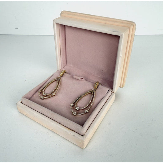 Judith Ripka Double Pear Earrings in 18k Yellow Gold and Diamond